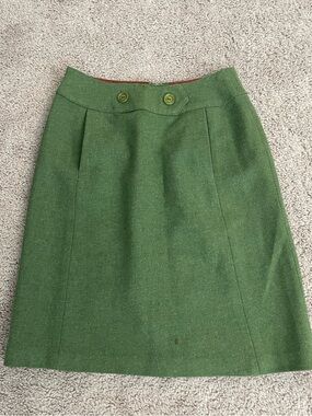 Vintage 1960s Green Wool Mod A-Line Skirt - Size 26" Waist